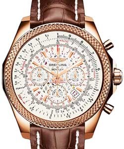 Bentley B06 Chronograph 49mm in Rose Gold on Brown Crocodile Strap with Silver Dial