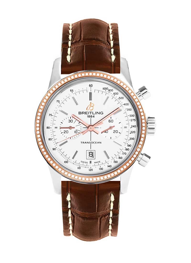 Breitling Transocean Automatic 38mm in Steel with Rose Gold Diamond Bezel