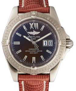 Chronomat Evolution in White Gold on Brown Lizard Leather Strap with Black Dial