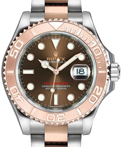 Yacht-Master 37mm in Steel with Rose Gold Bezel on Oyster Bracelet with Chocolate Dial