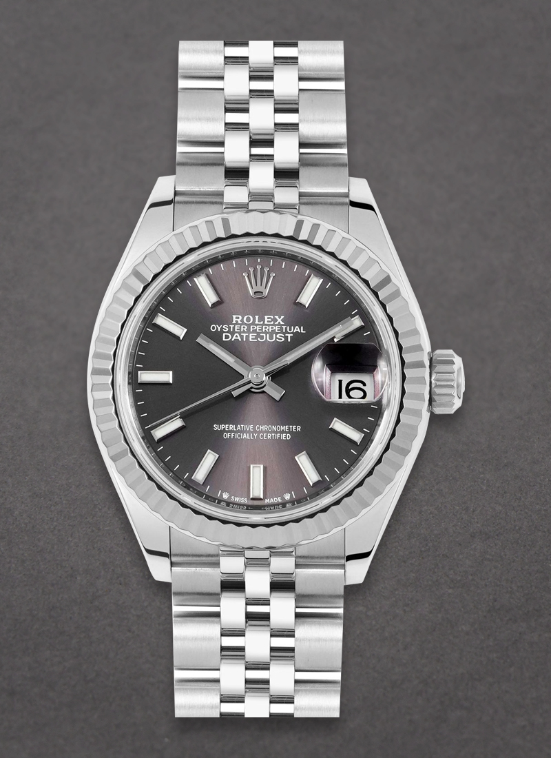 Rolex Unworn Datejust 28mm in Steel with White Gold Fluted Bezel