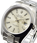 Datejust 41mm in Steel with Smooth Bezel on Steel Oyster Bracelet with Silver Index Dial