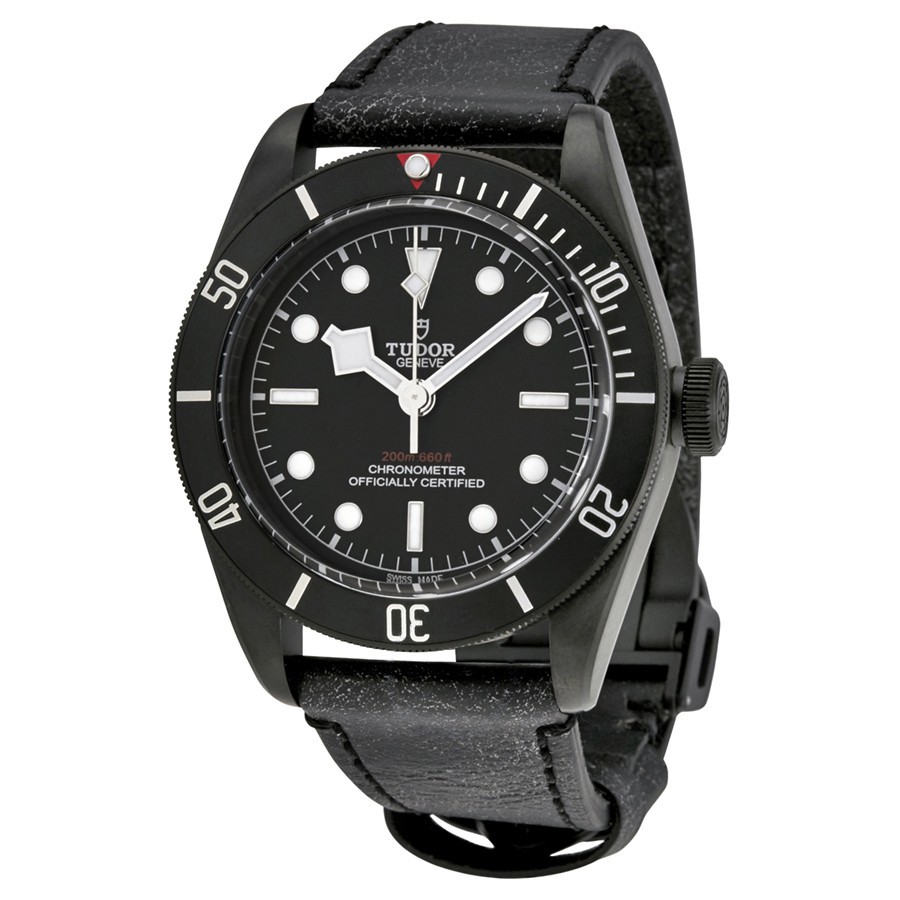 Tudor Heritage Black Bay Dark 41mm Automatic in Black PVD on Black Leather Strap with Black Dial