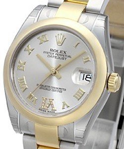 Datejust in Steel with Yellow Gold Domed Bezel on Yellow Gold and Steel Oyster Bracelet with Roman Dial