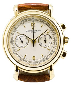 Les Historiques Chronograph in Yellow Gold on Brown Alligator Leather Strap with Ivory Dial