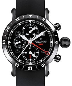 Timemaster Chronograph 44mm in Steel on Black Rubber Strap with Black  Dial