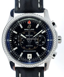 Bentley Mark VI in Steel with Platinum Bezel on Black Calfskin Leather Strap with Black Dial - Special Edition