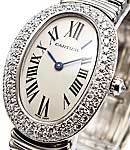 Baignoire in White Gold with Diamond Bezel on White Gold Bracelet with White Dial