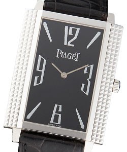 Black Tie 1967 in White Gold with Diamonds on Black Crocodile Leather Strap with Black Dial
