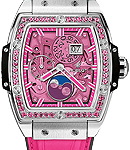 Spirit of Big Bang in Satin-finished and Polished Titanium on Pink Leather Strap with Pink Skeleton Dial