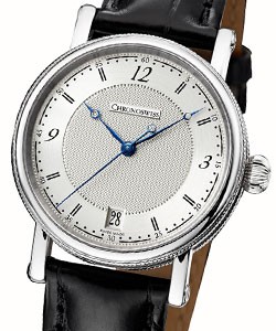 Sirius Date Medium in Steel On Black Alligator Leather Strap with Silver Dial