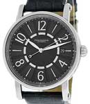 Classic 38mm in Stainless Steel on Black Leather Strap with Black Dial