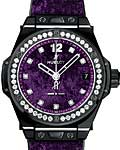 Big Bang One Click Italia Independent in Ceramic and Black Plated Titanium Diamond Bezel  on Black Rubber and Purple Velvet Strap with Genuine Purple Velvet Dial