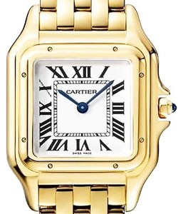 Panther De Mid Size in Yellow Gold on Yellow Gold Bracelet with Silver Dial