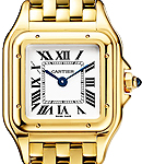 Panther De Small Size in Yellow Gold on Yellow Gold Bracelet with Silver Dial