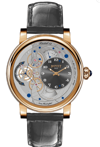 Dimier Recital 12  Monsieur Dimier Power Reserve in Rose Gold on Crocodile Leather Strap with Gray Dial