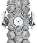 Haute Joaillerie Diamond Outrage Quartz in White Gold with Diamonds on White Gold Diamond Bracelet with Mirror Polished Dial -Blackened Gold Hand