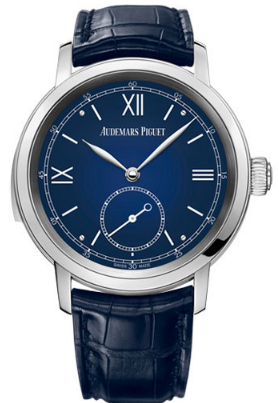 Jules Audemars Minute Repeater 43mm in Platinum on Blue Alligator Leather Strap with Smoked Blue Dial