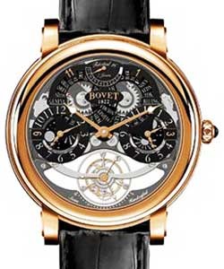 Dimier Recital 16 Tourbillon 46mm in Rose Gold on Black Crocodile Leather Strap with Black Dial