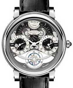 Dimier Recital 16 Tourbillon 46mm in White Gold on Crocodile Leather Strap with Black Dial