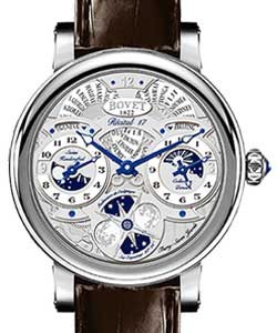 Dimier Recital 17 Moon Phase 45.3mm in White Gold on Crocodile Leather Strap with White Dial