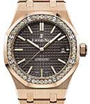 Royal Oak Automatic 37mm in Rose Gold with Diamond Bezel on Rose Gold Bracelet with Brown Dial