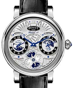 Dimier Recital 17 Moon Phase 45.3mm in White Gold on Black Crocodile Leather Strap with Black Dial