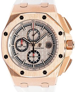 Royal Oak Offshore Summer Edition in Rose Gold on White Rubber Strap with Silver Dial