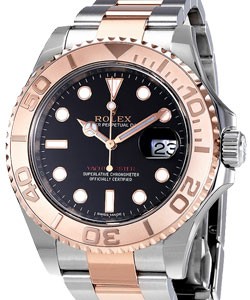 2-Tone Yacht-Master 40mm Large Size on Oyster Bracelet with Black Dial