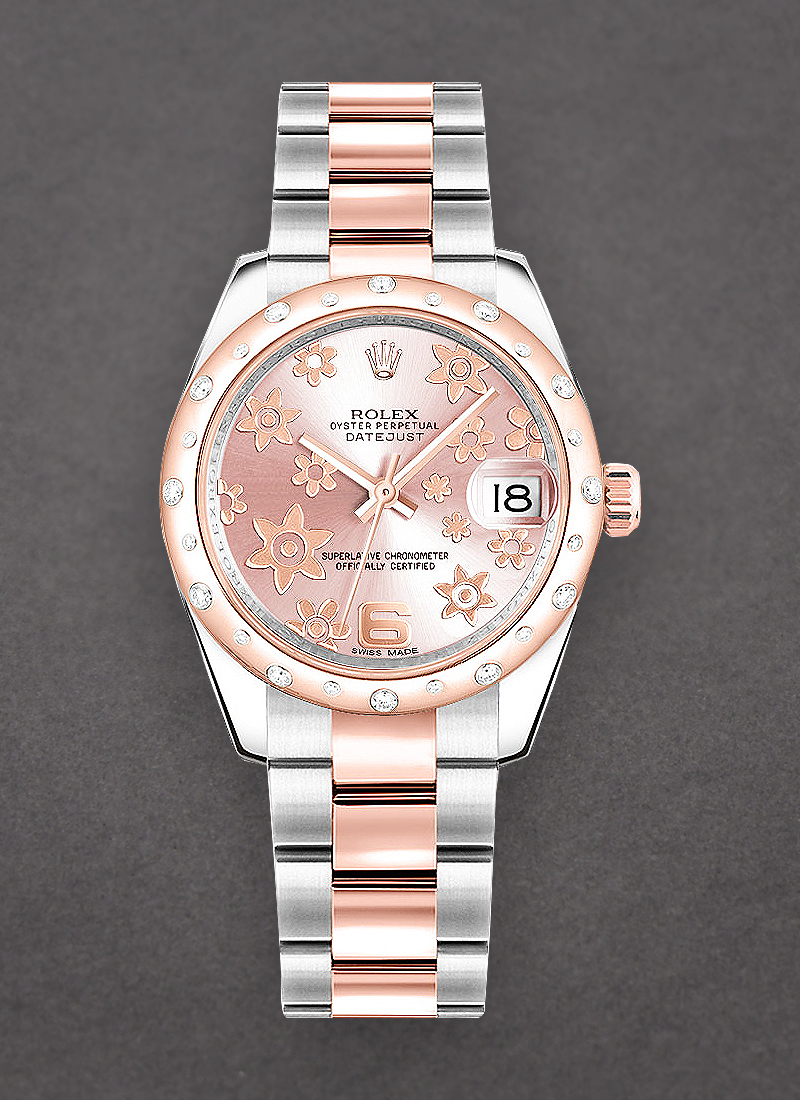 Rolex Unworn Datejust 31mm in Steel with Rose Gold Scattered Bezel