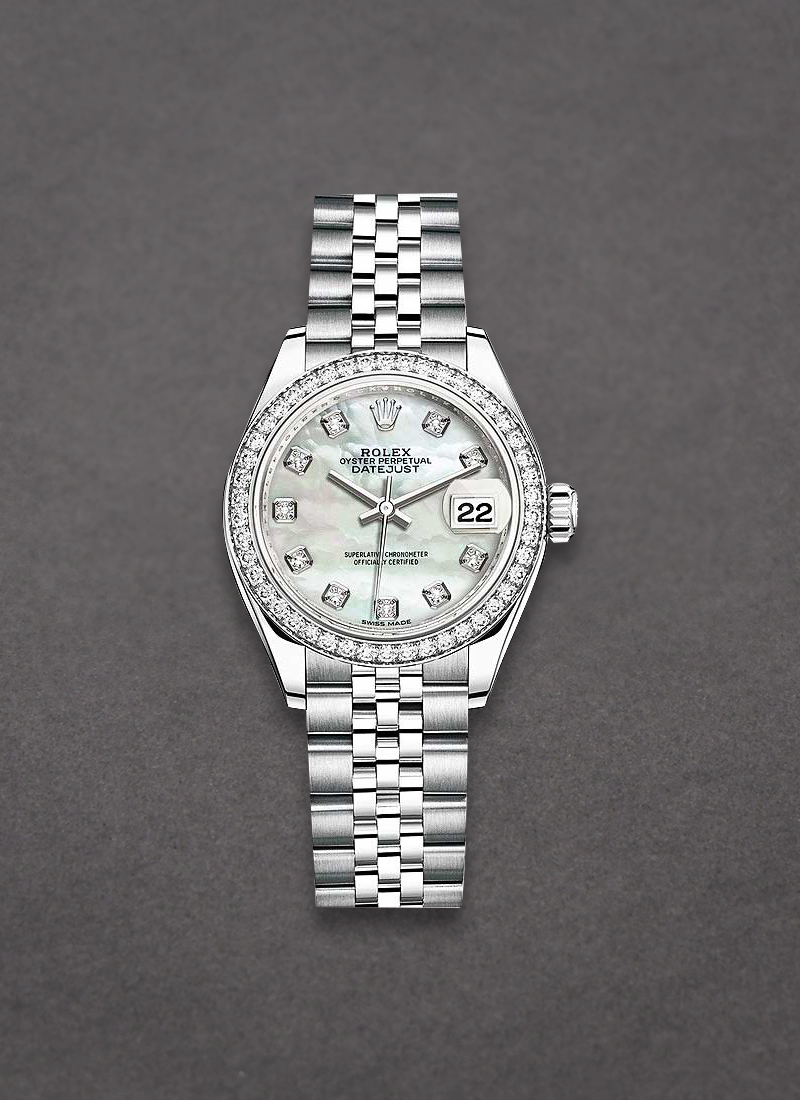 Rolex Unworn Datejust 28mm in Steel and White Gold Diamond Bezel