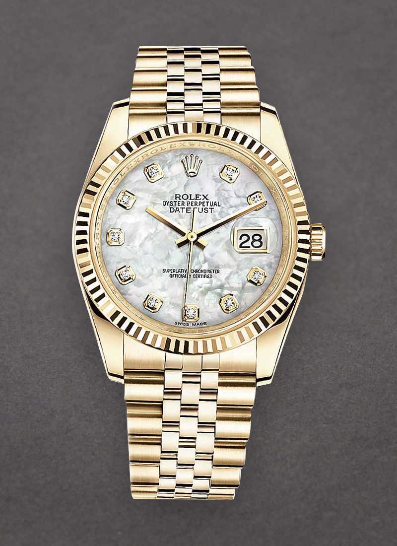 Rolex Unworn Datejust 36mm in Yellow Gold with Fluted Bezel