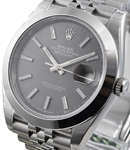 Datejust 41mm in Steel with Smooth Bezel on Jubilee Bracelet with Dark Rhodium Index Dial