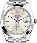 Datejust 41mm in Steel with Smooth Bezel on Jubilee Bracelet with Silver Index Dial