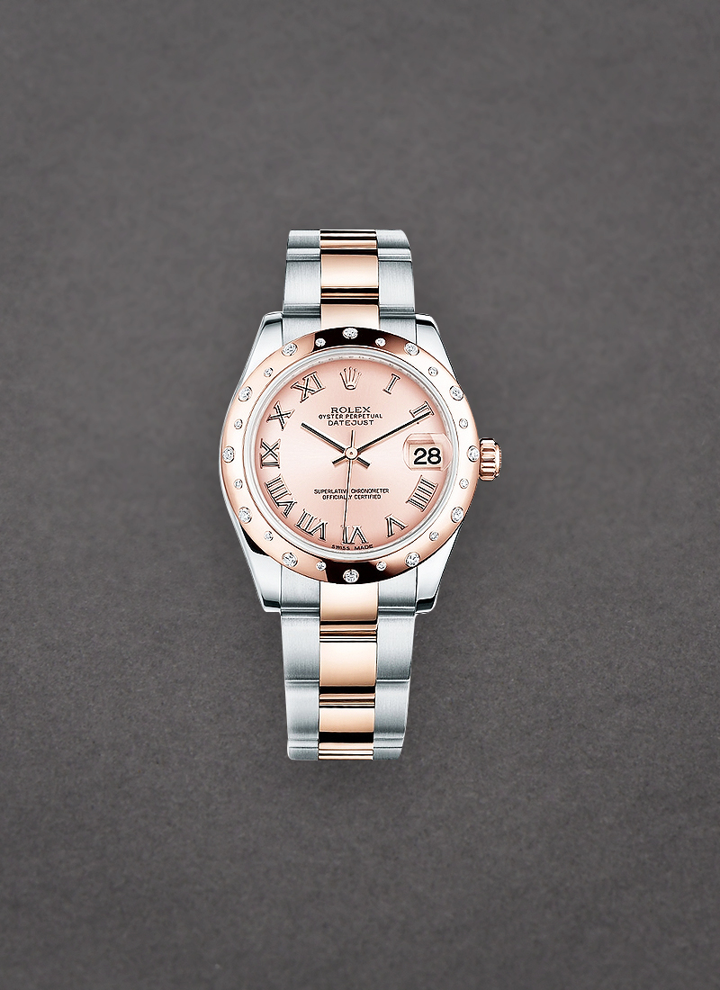 Rolex Unworn Datejust Midsize 31mm in Steel with Rose Gold Diamond Bezel