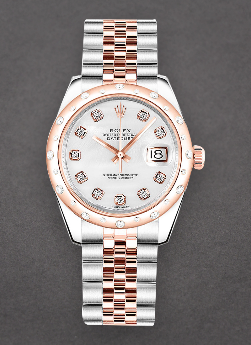 Rolex Unworn Datejust 31mm in Steel with Rose Gold 24 Diamond Bezel