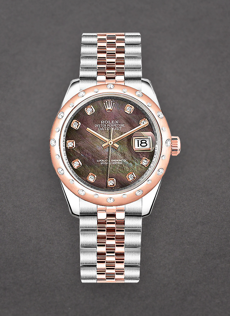 Rolex Unworn Datejust in Steel with Rose Gold Diamond Domed Bezel