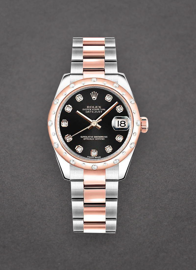 Rolex Unworn Datejust 36mm in Steel with Rose Gold Diamond Bezel