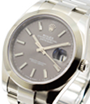 Datejust 41mm in Steel with Smooth Bezel on Oyster Bracelet with Slate Dial