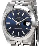 Datejust 41mm in Steel with Smooth Bezel on Steel Jubilee Bracelet with Blue Index Dial
