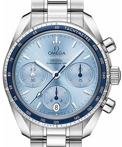 Speedmaster Co-Axial Chronograph 38mm in Steel with Blue Aluminum Bezel on Steel Bracelet with Blue Dial