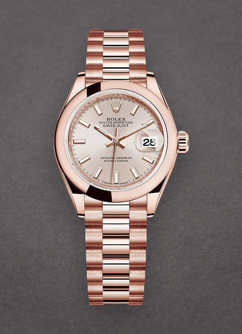 Rolex Unworn Datejust 28mm in Rose Gold with Domed Bezel