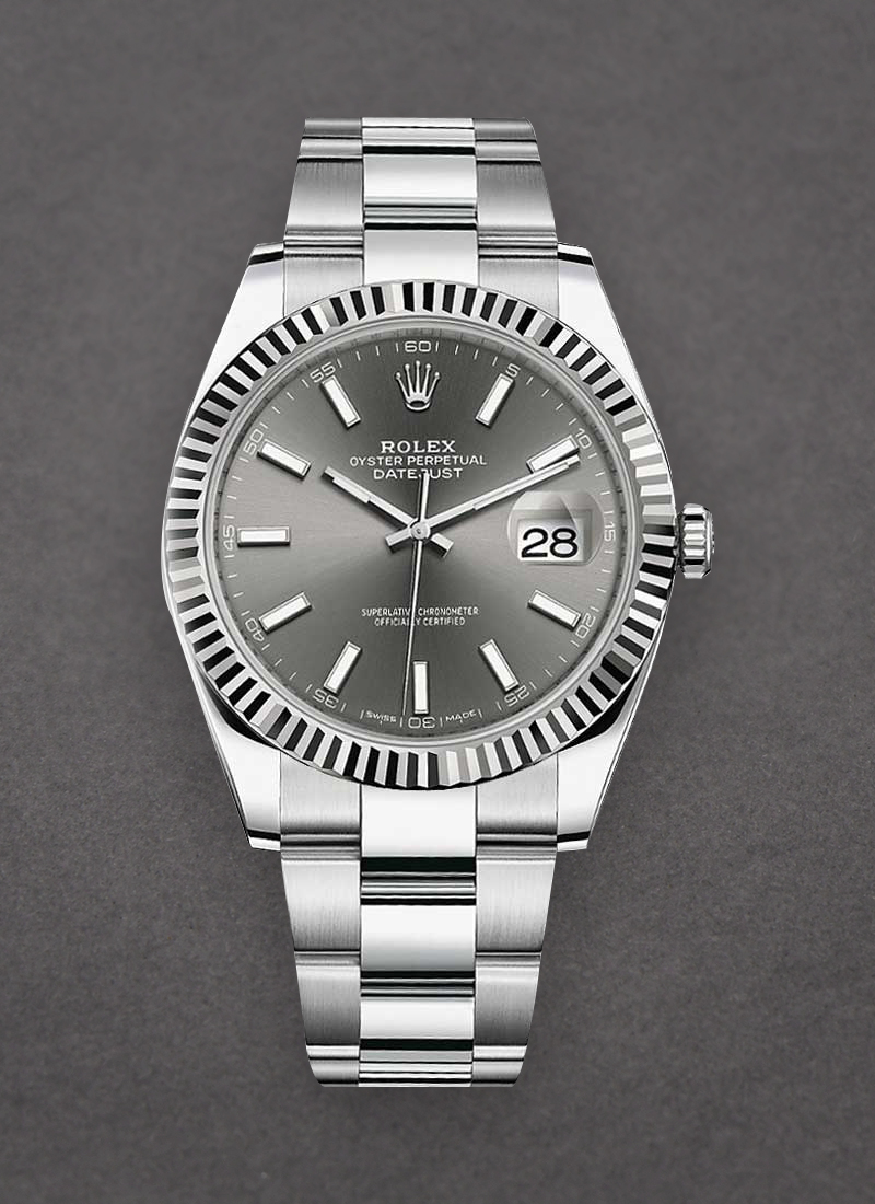 Rolex Unworn Datejust 41mm in Steel and White Gold Fluted Bezel