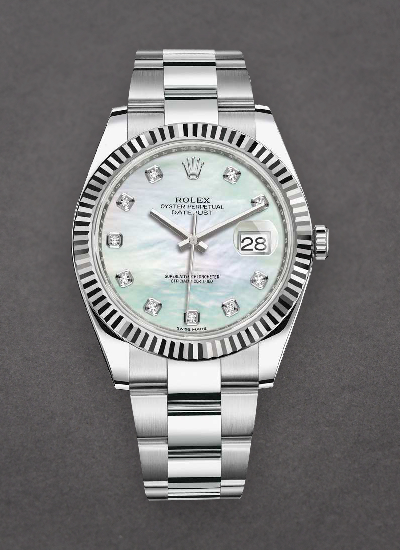 Rolex Unworn Datejust 41mm in Steel and White Gold Fluted Bezel