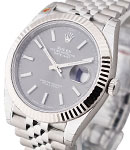Datejust 41mm in Steel with White Gold Fluted Bezel on Jubilee Bracelet with Slate Stick Dial
