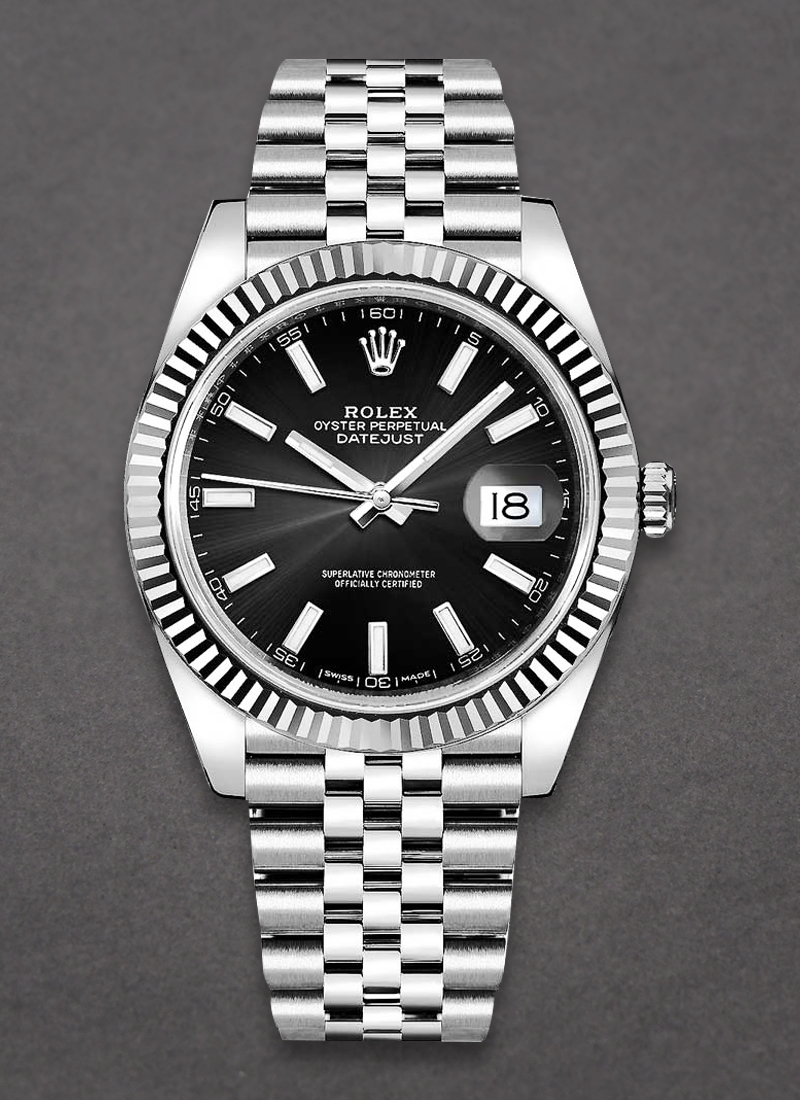 Rolex Unworn Datejust 41mm in Steel and White Gold Fluted Bezel