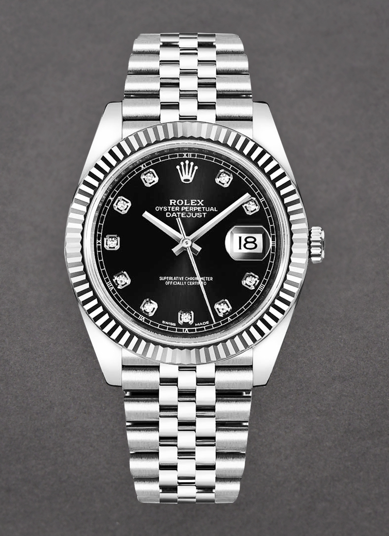 Rolex Unworn Datejust 41mm in Steel and White Gold Fluted Bezel