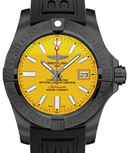 Avenger II Seawolf  in Black Steel on Black Diver Pro III Rubber Strap with Cobra Yellow Dial