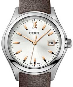 Classic Wave 40mm Quartz in Steel on Brown Calfskin Leather Strap with Silver Index Dial