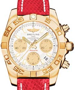 Chronomat 41 in Rose Gold on Red Lizard Leather Strap with Sierra Silver Dial and Gold Subdials